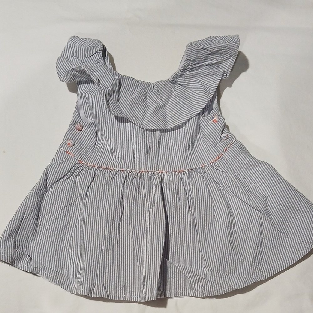 Blue and White Striped Blouse 12mo